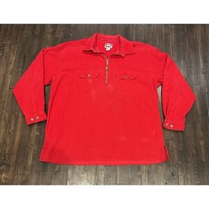 Marlboro‎ Pullover Shirt Mens XL Red Corduroy Long Sleeve Zip Western 90s Cowboy